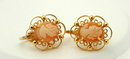 Carved Shell Cameo Sorrento Clip On Earrings