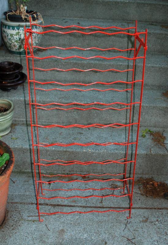 French Wine Rack by Rigidex, Mid-Century Red Metal Folding Floor Standing or Wall Mount