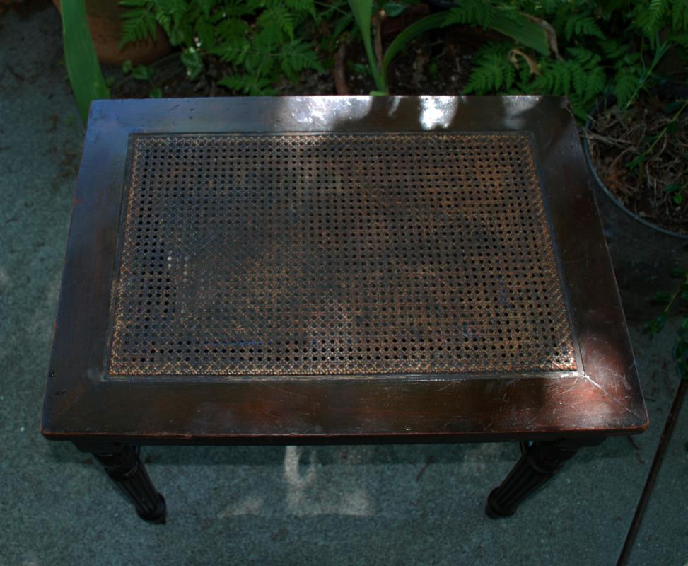 ANTIQUE PIANO BENCH WITH CANE SEAT Victorian