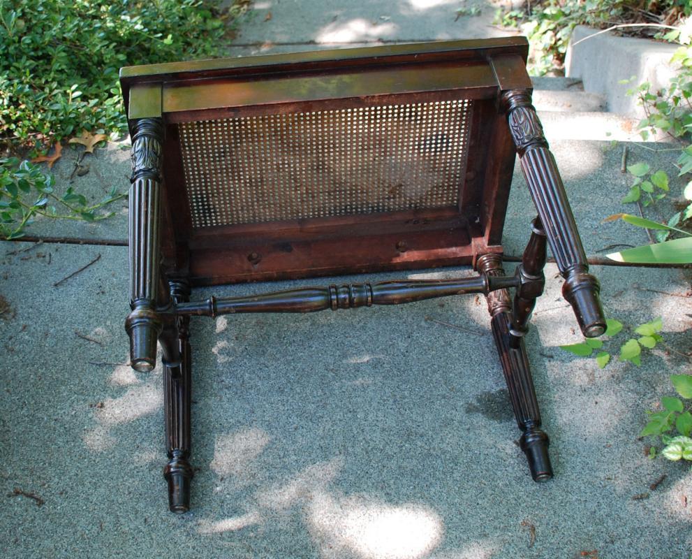 ANTIQUE PIANO BENCH WITH CANE SEAT Victorian