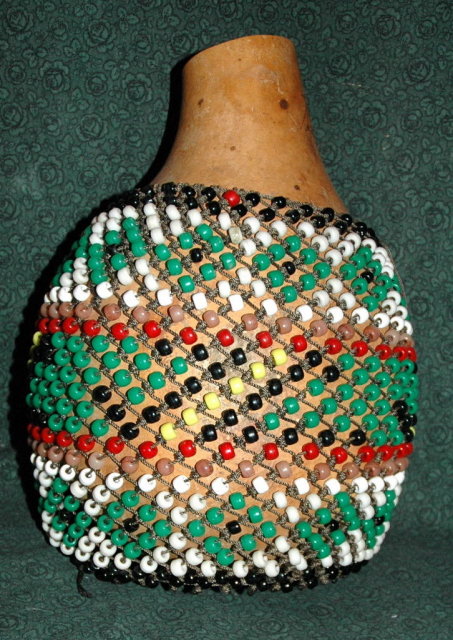 BIG Afican Beaded Gourd Shakere Noise maker