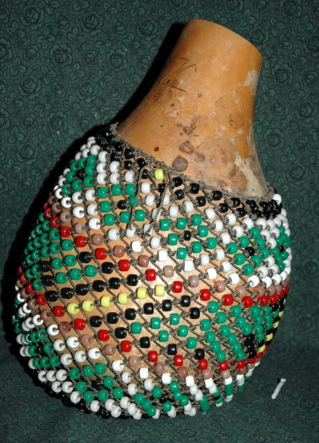 BIG Afican Beaded Gourd Shakere Noise maker