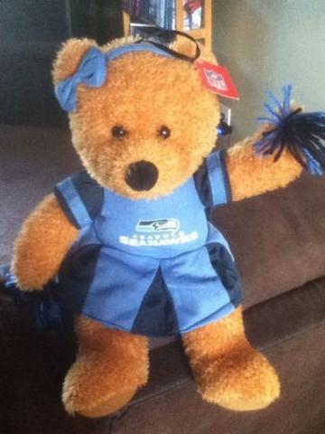 SEATTLE SEAHAWKS CHEERLEADER PLUSH TEDDY BEAR NFL LICENSED W/TAGS