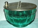 Paneled Green Glass Salt Container RARE GLASS
