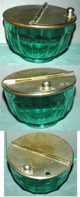 Paneled Green Glass Salt Container RARE GLASS