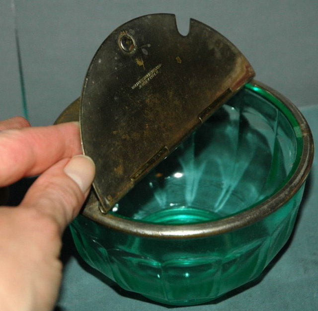 Paneled Green Glass Salt Container RARE GLASS