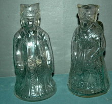 King & Queen Glass Syrup Pitchers Dispensers * PRICE REDUCDED * !