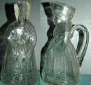 King & Queen Glass Syrup Pitchers Dispensers * PRICE REDUCDED * !