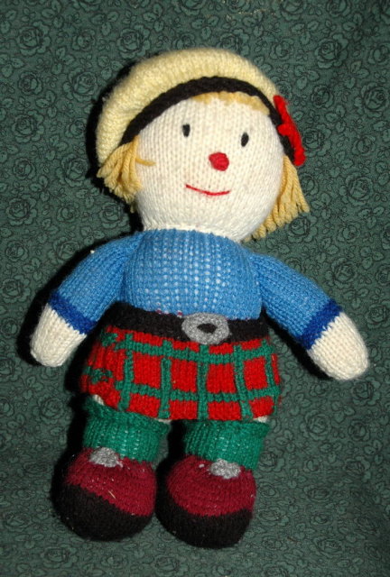 Hand Knitted Scottish Kilt Clad Doll 12