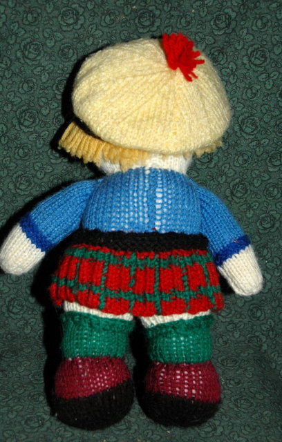Hand Knitted Scottish Kilt Clad Doll 12