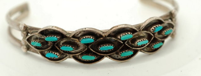 Petite Point Turquoise Sterling Bracelet -Weeka