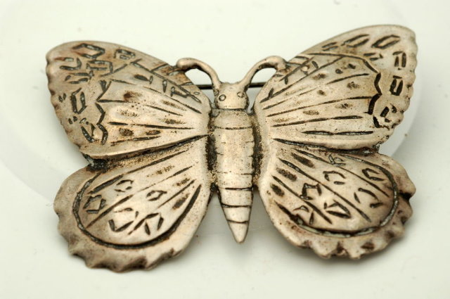 Large Sterling Butterfly Brooch Pin