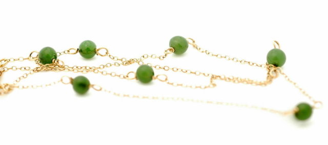 14k gold & Jade Bead Necklace 15