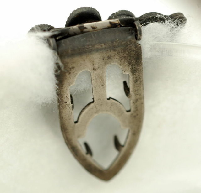 Silver Metal & Blue Glass Fur Clip