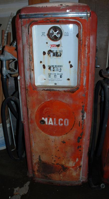 2 Malco Tokheim Gas Pumps, from New Mexico Vintage , Red