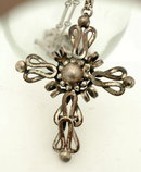 Old Ornate Napier Sterling Cross on Chain RARE