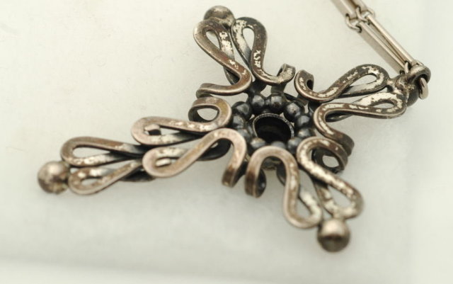 Old Ornate Napier Sterling Cross on Chain RARE