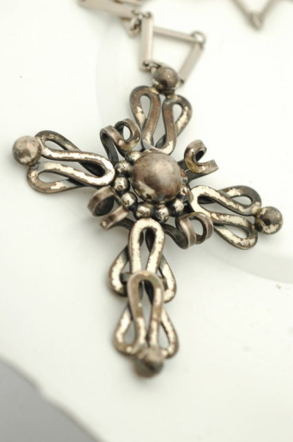 Old Ornate Napier Sterling Cross on Chain RARE