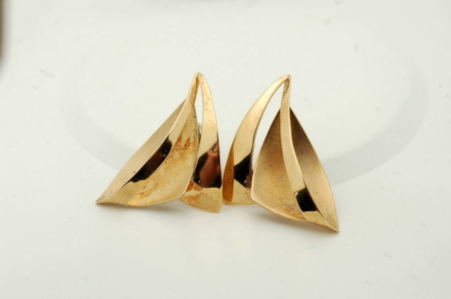 Large Vermeil Sterling Sailboat Earrings signed