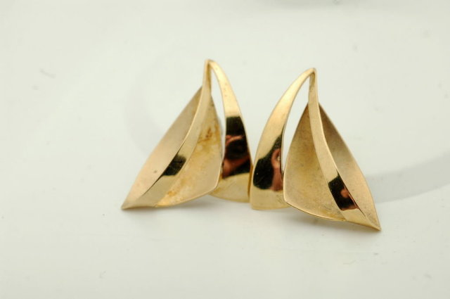 Large Vermeil Sterling Sailboat Earrings signed