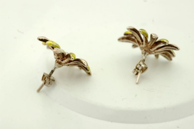 Sterling & Enamel Flower Earrings