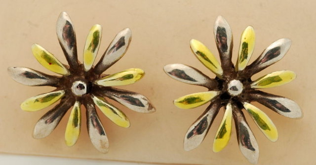 Sterling & Enamel Flower Earrings