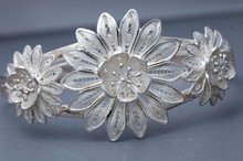 Sterling Silver Filigree Cuff Flower Bracelet
