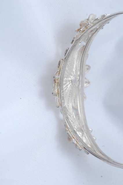Sterling Silver Filigree Cuff Flower Bracelet