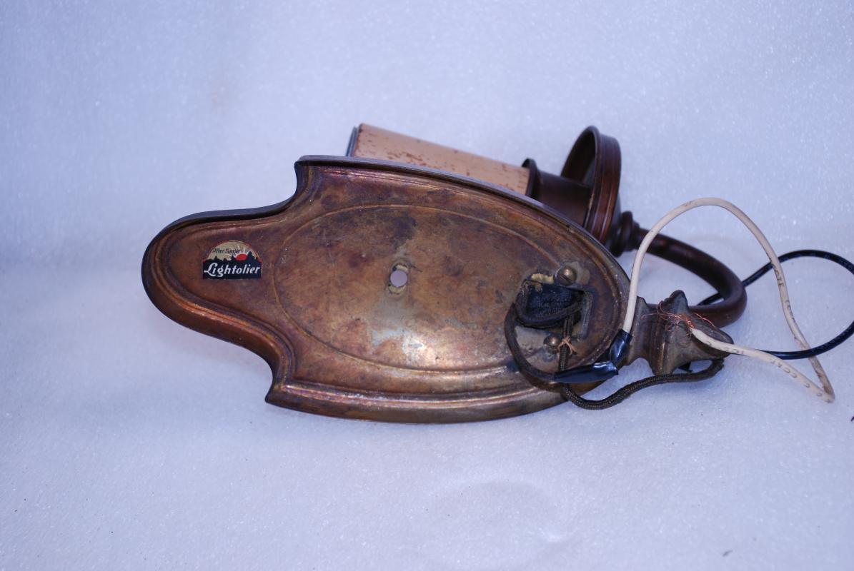 1920'S LIGHTOLIER 'AFTER SUNSET' BRONZE SCONCES TWO ARM LIGHT & ONE ARM FIXTURES WITH CANDLES