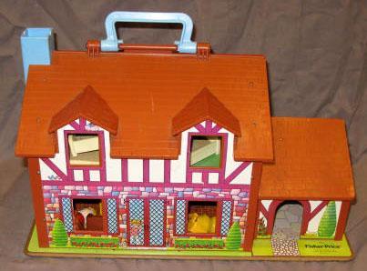 Vintage Fisher Price House Vintage Little People Playset Toy Play Family Tudor House #952