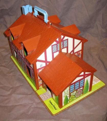 Vintage Fisher Price House Vintage Little People Playset Toy Play Family Tudor House #952
