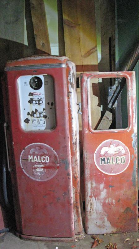 2 Malco Tokheim Gas Pumps, from New Mexico Vintage , Red