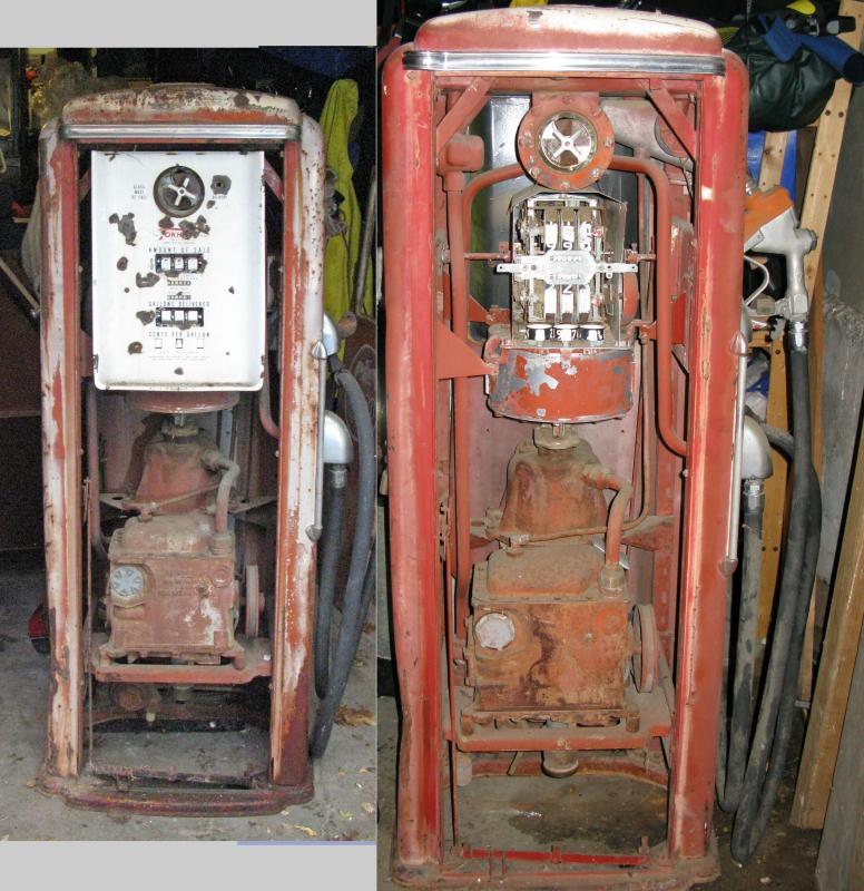 2 Malco Tokheim Gas Pumps, from New Mexico Vintage , Red