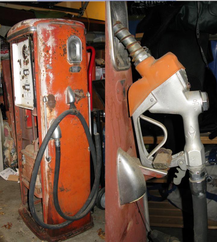 2 Malco Tokheim Gas Pumps, from New Mexico Vintage , Red