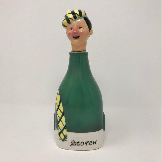 Scotsman Scotch Ceramic Musical Bottle Decanter, 1960's Plays How Dry I Am