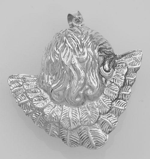 Large Sterling Silver Cherub Angel 3-D Pendant Repousse , RM Thursh Christmas Ornament .