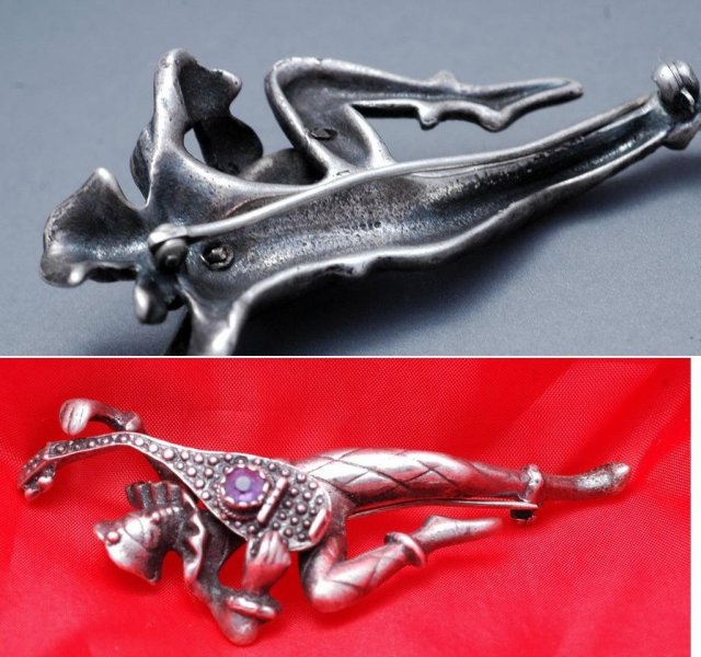 Sterling Amethyst Harliquin Mandolin PIN 30 gms