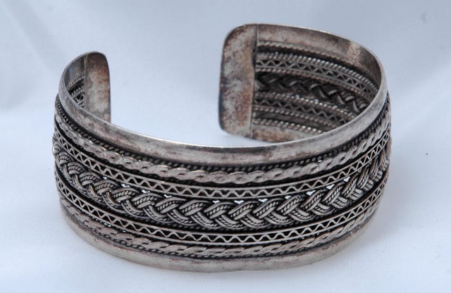 Multi Pattern Sterling Cuff Bracelet. 1