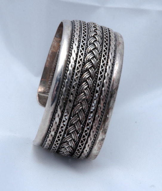 Multi Pattern Sterling Cuff Bracelet. 1