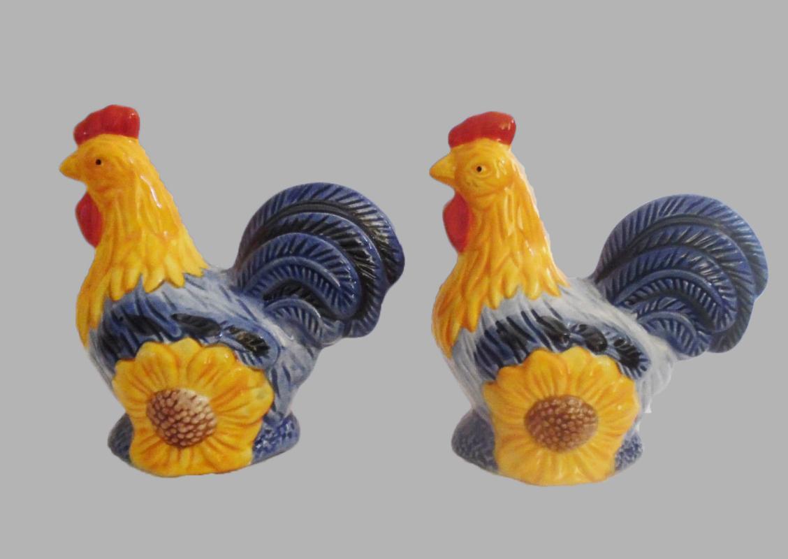 Rooster Chicken Salt & Pepper Shakers Ceramic Avon