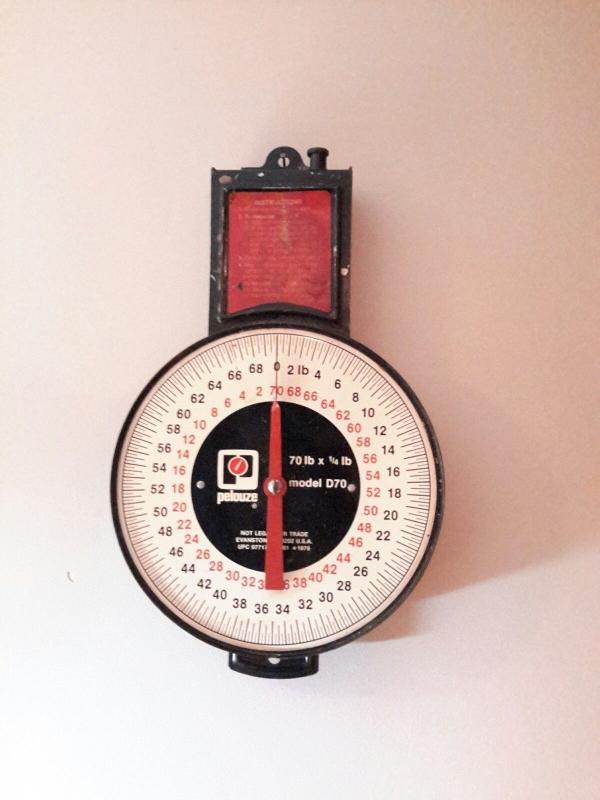 Vintage Pelouze Hanging Weighing Scale 70 lb Model D70