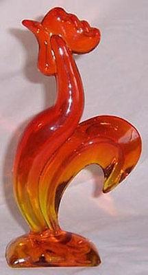 VIKING GLASS KELLOGG ROOSTER PERSIMMON AMBERINA