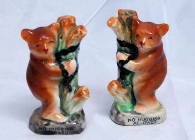 Tree hugging Bears in chains Salt & Pepper