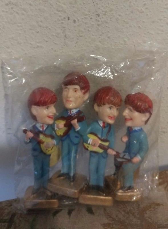 1960'S BEATLES NODDERS CAKE TOPPERS IN ORIGINAL SEALED CELLO PACKAGE