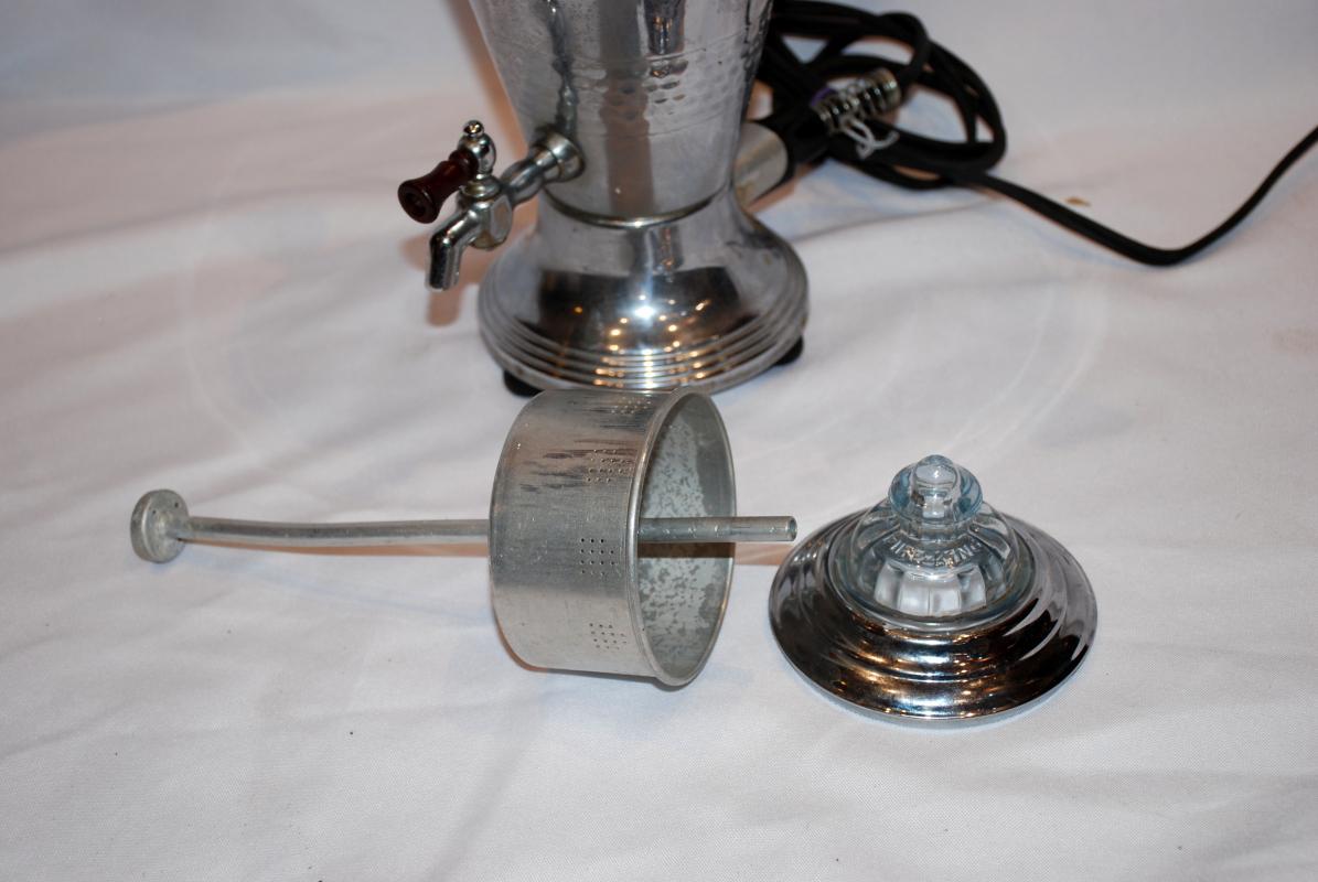 Art Deco Coffee Urn, Percolator Pot, Nasco Hammered Aluminum