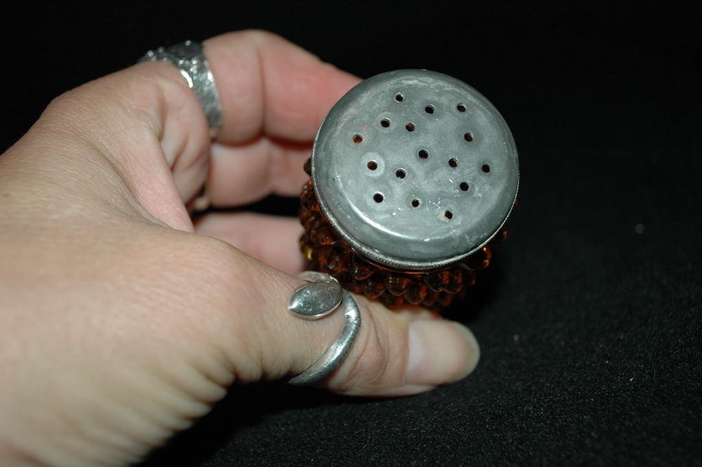 Fenton Amber Glass Hobnail Salt Shaker, single