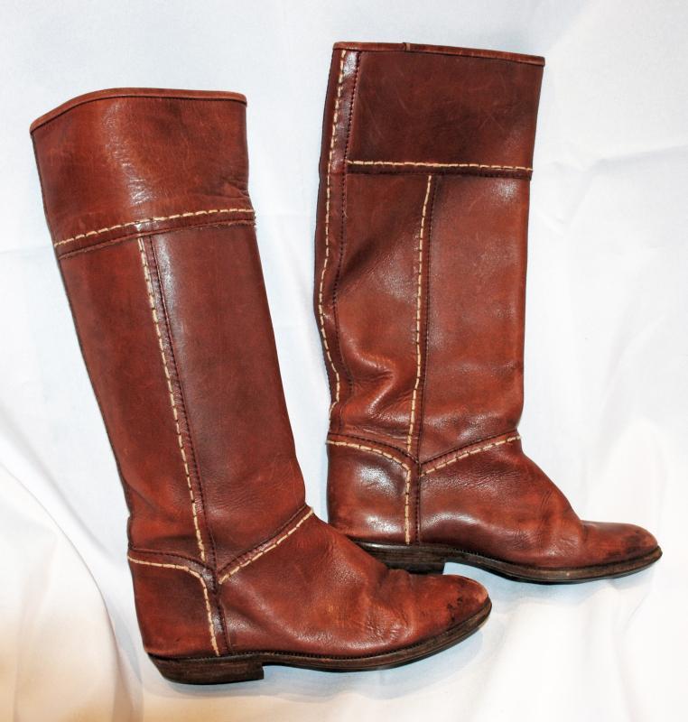 Tall Leather Boots, Boho Hipster Handcrafted Unbranded with Stitching Lady's size 42