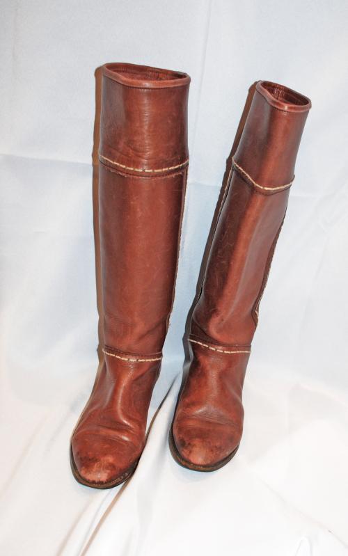 Tall Leather Boots, Boho Hipster Handcrafted Unbranded with Stitching Lady's size 42