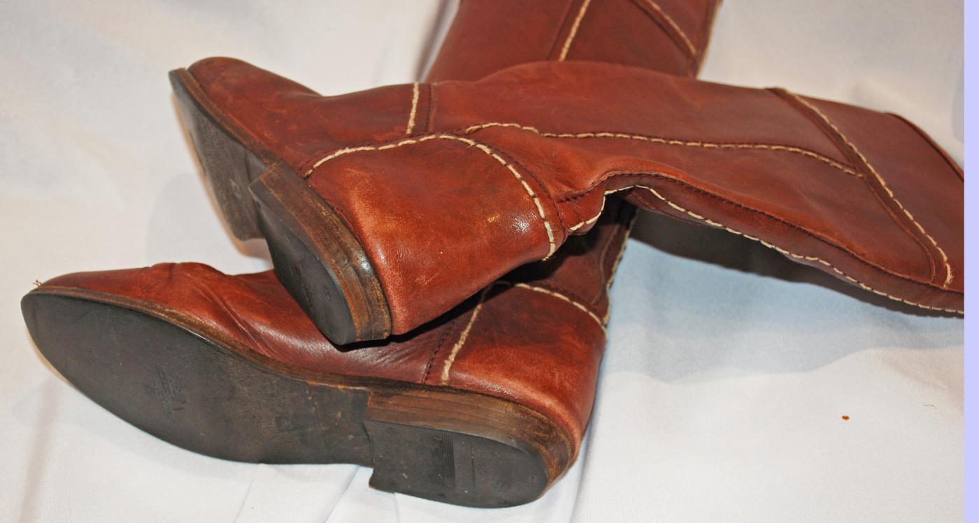 Tall Leather Boots, Boho Hipster Handcrafted Unbranded with Stitching Lady's size 42
