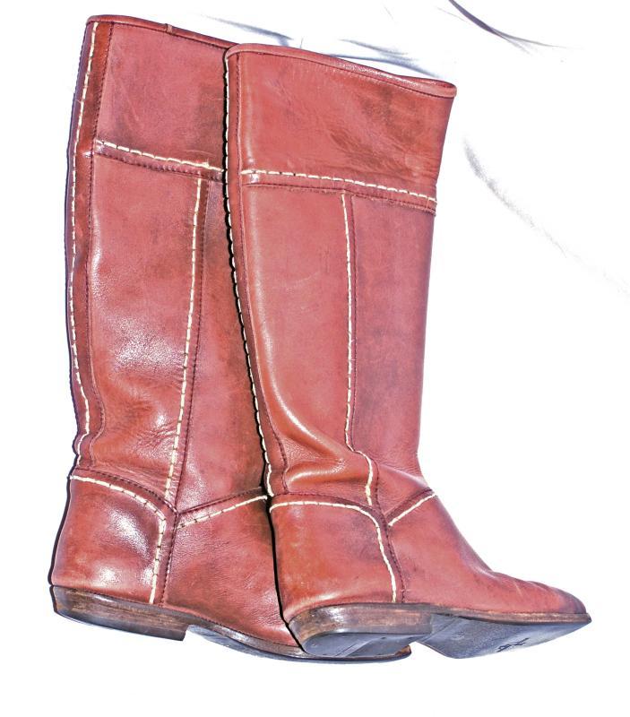 Tall Leather Boots, Boho Hipster Handcrafted Unbranded with Stitching Lady's size 42